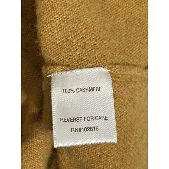 GARNET HILL Size MEDIUM Womens Mustard Yellow BRAIDED Trim 100% Cashmere Sweater - Picture 15 of 16